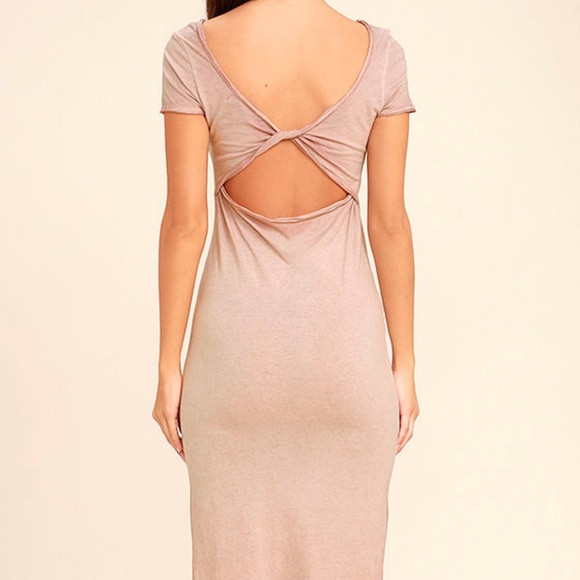 NWT LULUS JUST YOU WASHED MAUVE BACKLESS MIDIDRESS - Picture 4 of 6